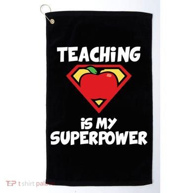 Teaching Is My Superpower Apple Crest Golf Towel