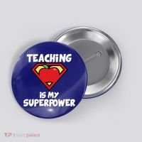 Teaching Is My Superpower Apple Crest Button thumb 0
