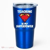 Teaching Is My Superpower Apple Crest Tumbler thumb 0