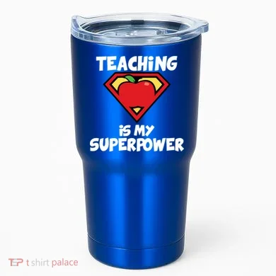 Teaching Is My Superpower Apple Crest Tumbler