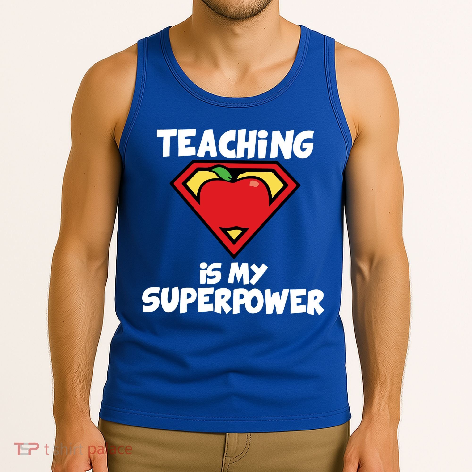 Teaching Is My Superpower Apple Crest Tank Top