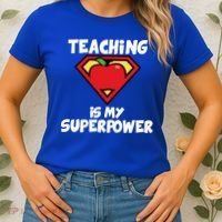 Teaching Is My Superpower Apple Crest Women's T-Shirt thumb 2
