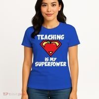 Teaching Is My Superpower Apple Crest Women's T-Shirt thumb 4