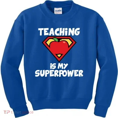 Teaching Is My Superpower Apple Crest Kids Sweatshirt
