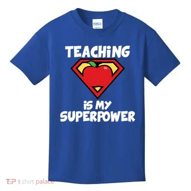 Teaching Is My Superpower Apple Crest Kids T-Shirt