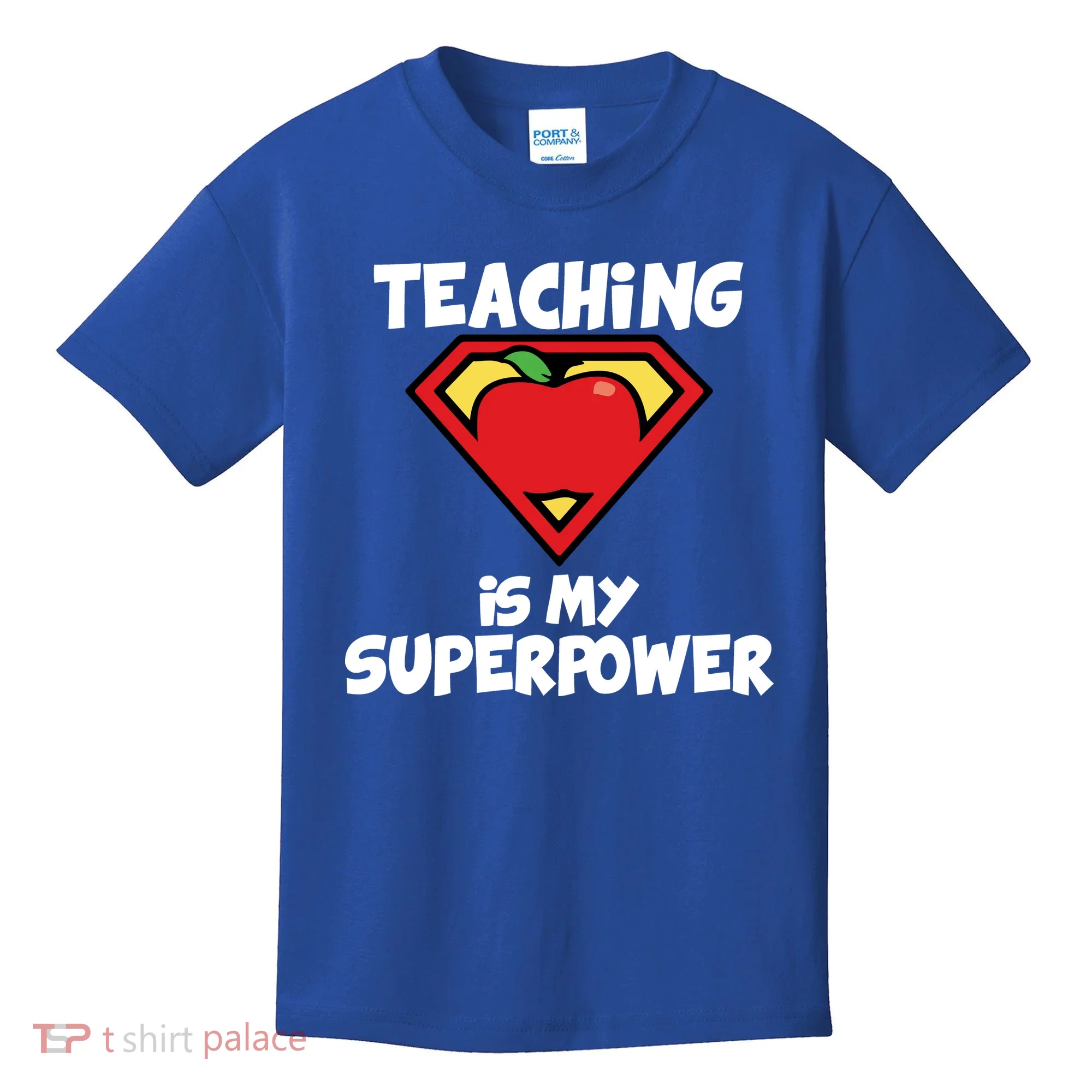 Teaching Is My Superpower Apple Crest Kids T-Shirt