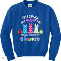 Teaching My Favorite Peeps Cute Easter Bunnies Kids Sweatshirt thumb 0