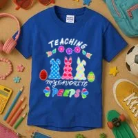 Teaching My Favorite Peeps Cute Easter Bunnies Kids T-Shirt thumb 3