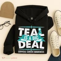 Teal Is A Big Deal Cervical Cancer Awareness Hoodie thumb 4