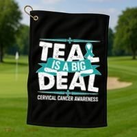 Teal Is A Big Deal Cervical Cancer Awareness Golf Towel thumb 1