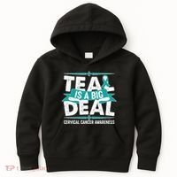 Teal Is A Big Deal Cervical Cancer Awareness Kids Hoodie thumb 0