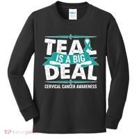 Teal Is A Big Deal Cervical Cancer Awareness Kids Long Sleeve Shirt thumb 0