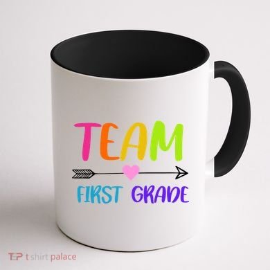 Team 1st Grade Arrow Heart Coffee Mug back