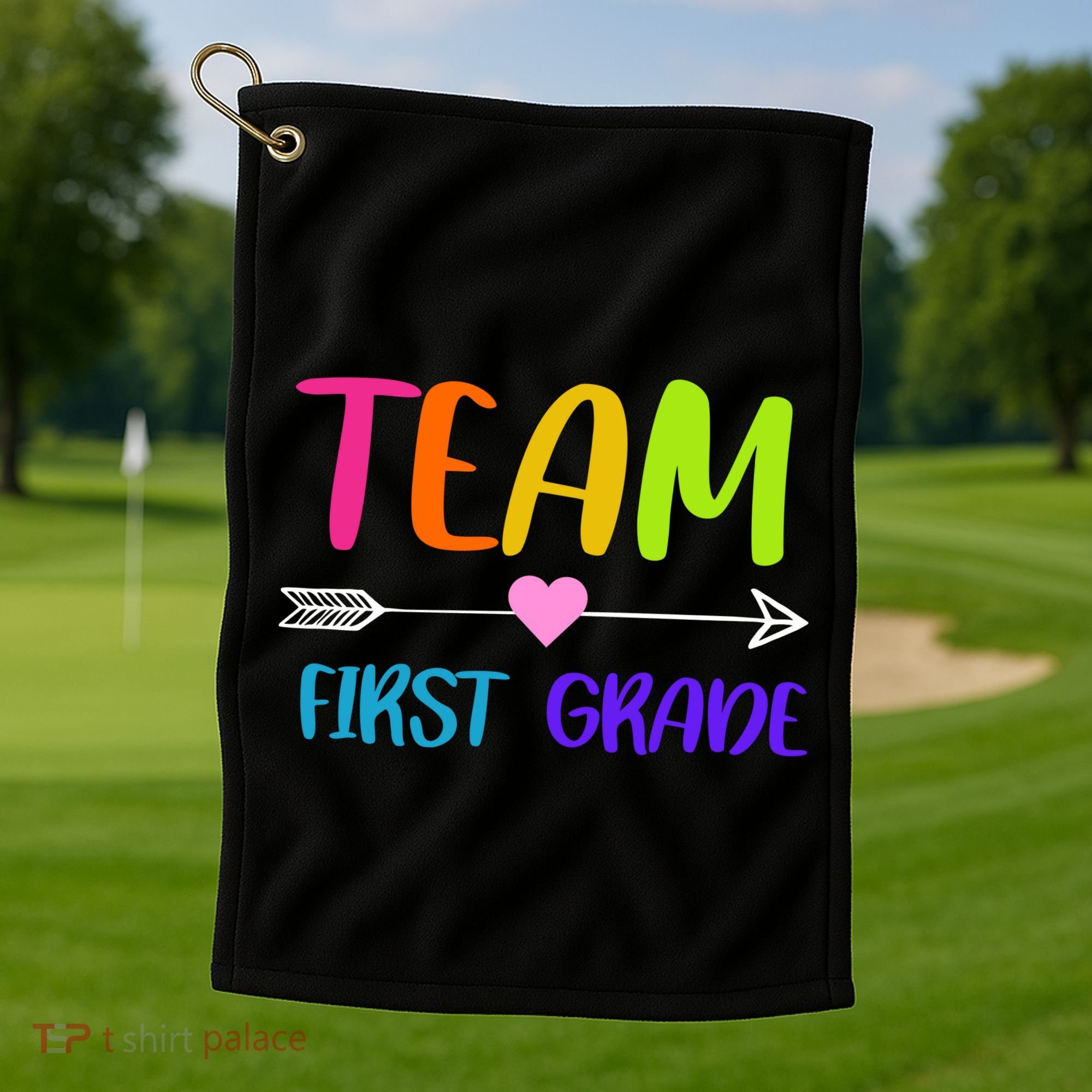Team 1st Grade Arrow Heart Golf Towel