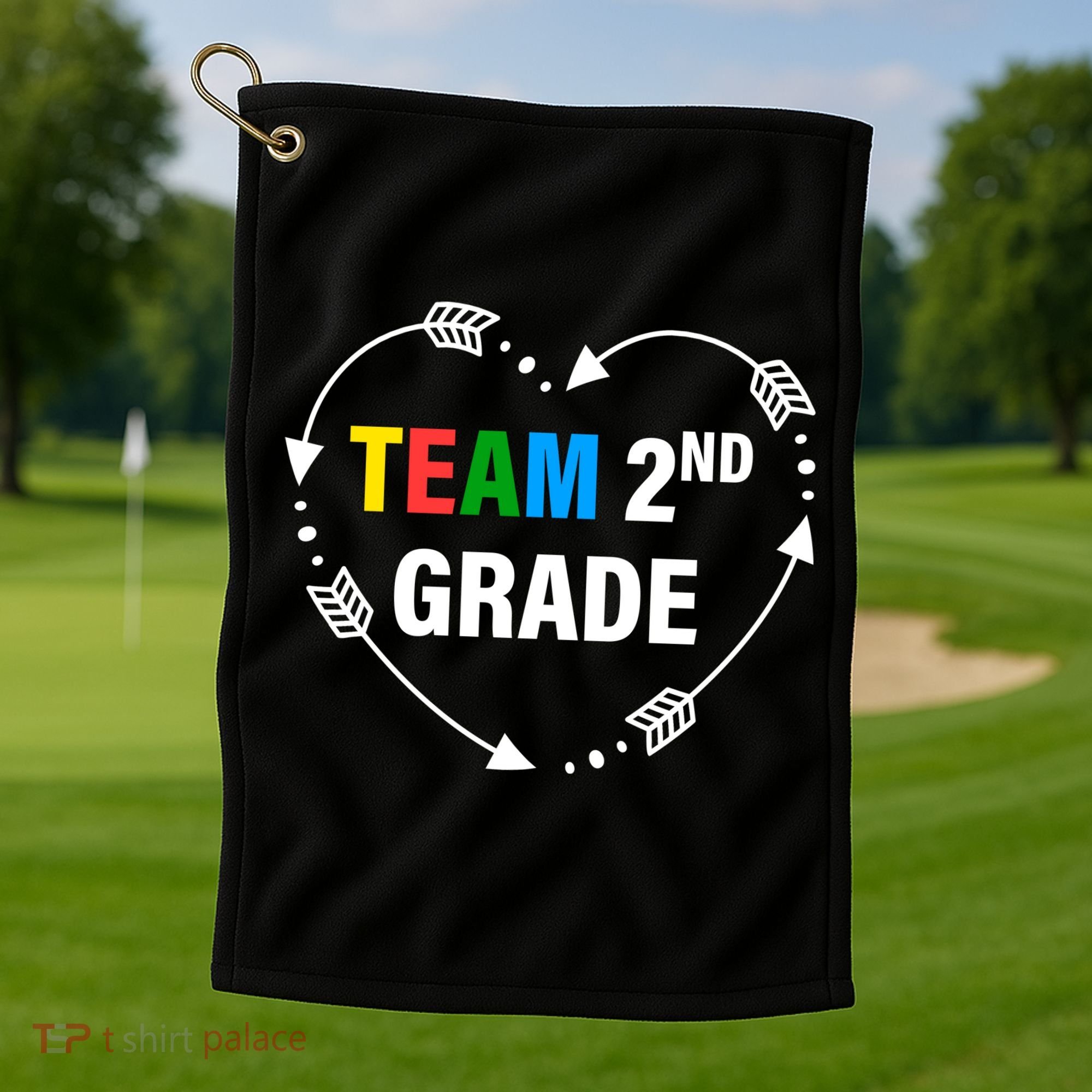 Team 2nd Grade Arrow Heart Golf Towel