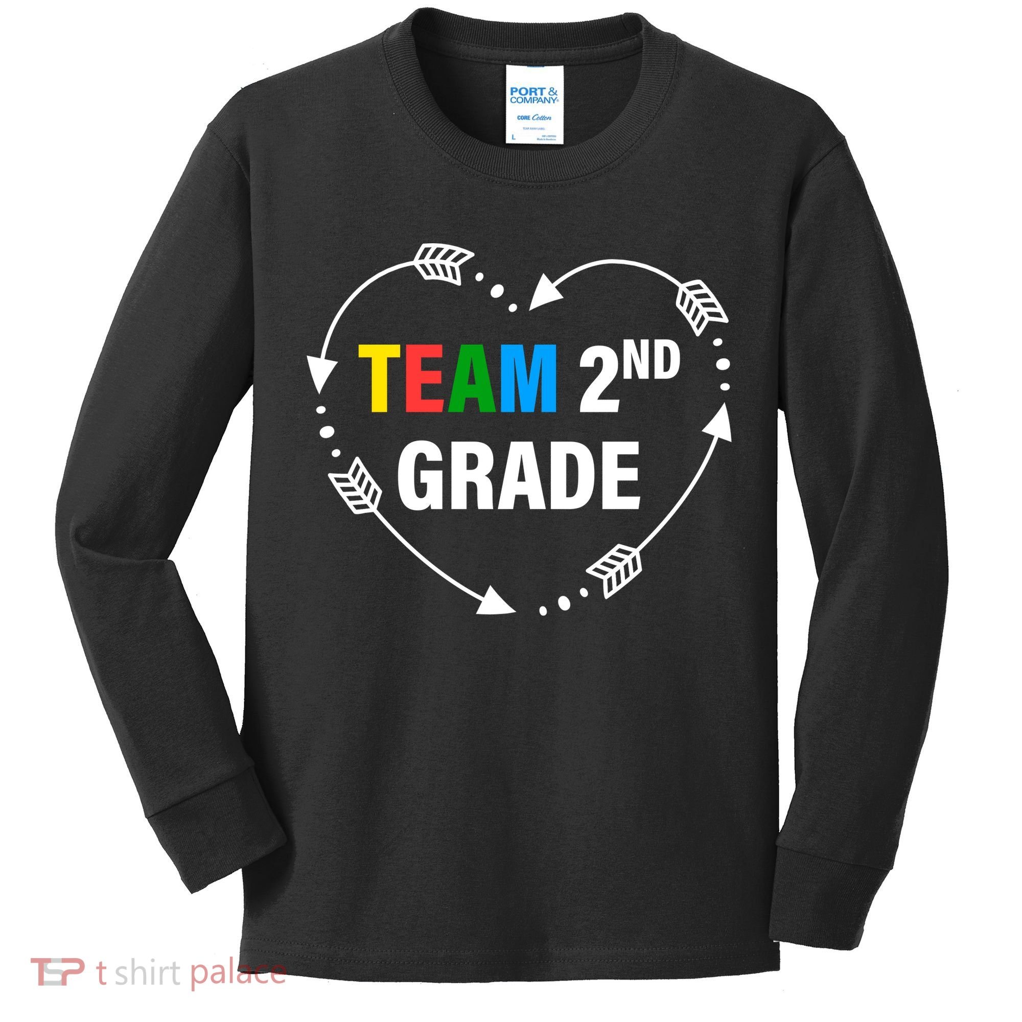 Team 2nd Grade Arrow Heart Kids Long Sleeve Shirt