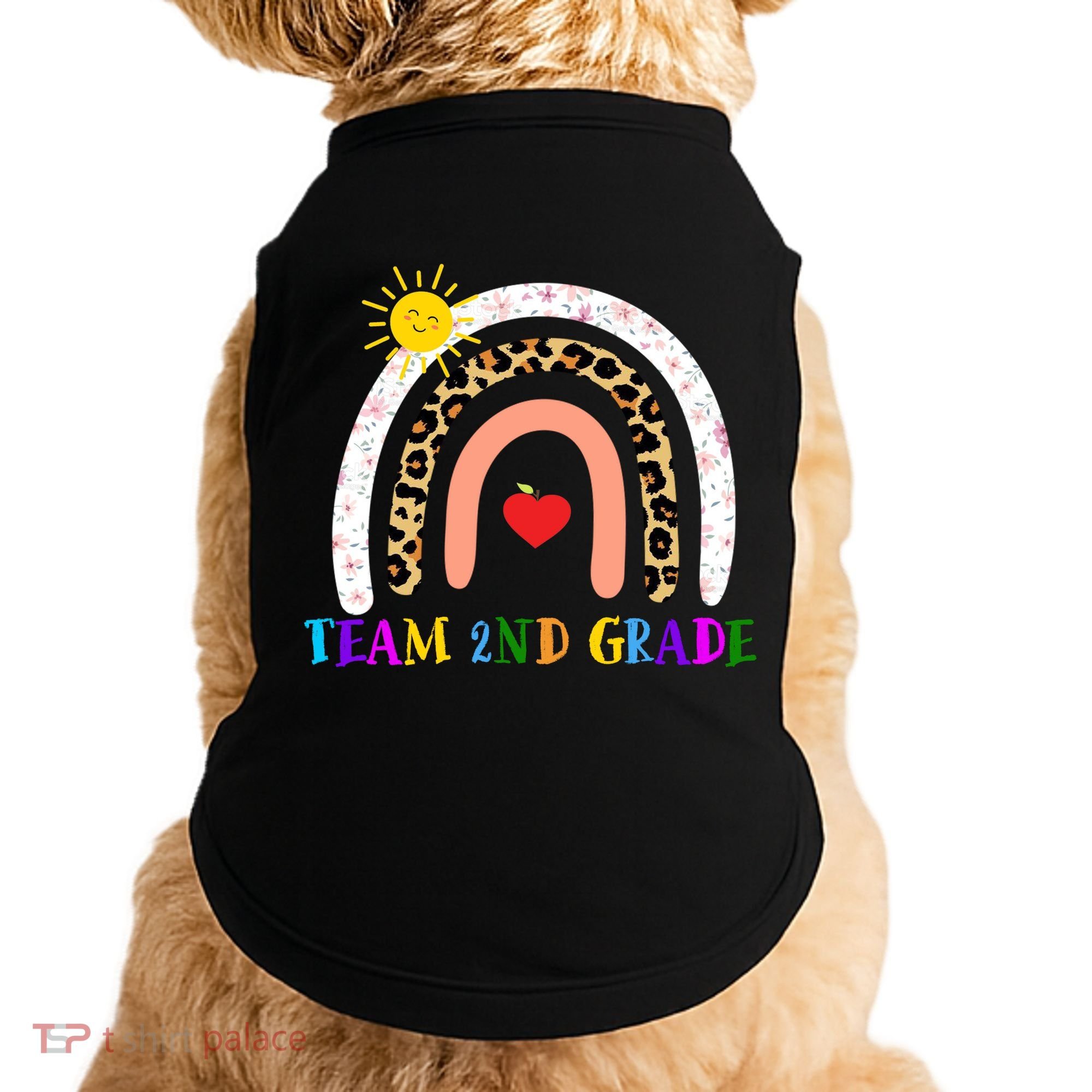 Team 2nd Grade Cute Rainbow Teachers Students Doggie Tank