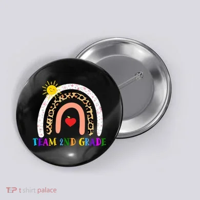 Team 2nd Grade Cute Rainbow Teachers Students Button