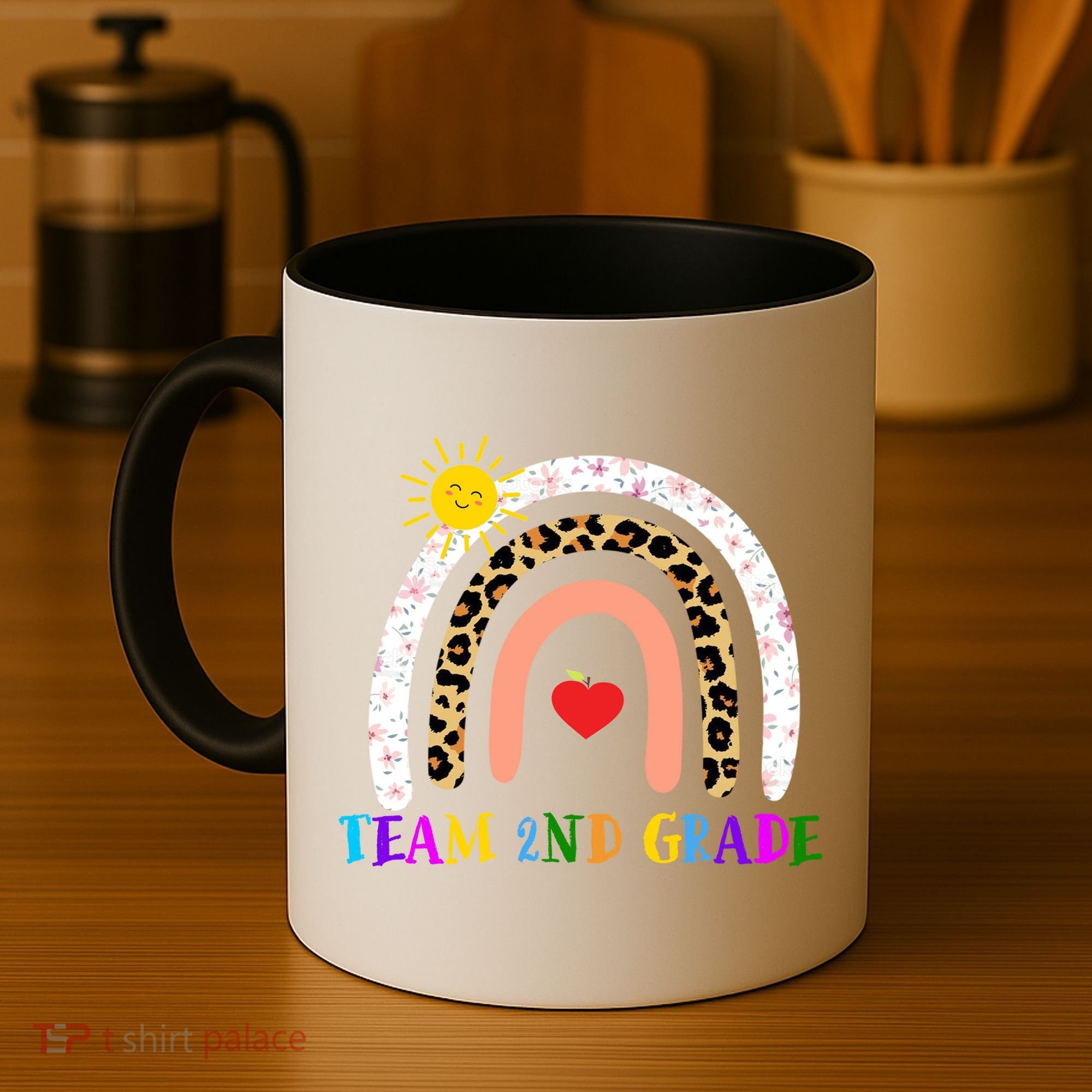 Team 2nd Grade Cute Rainbow Teachers Students Coffee Mug