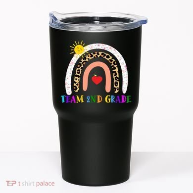 Team 2nd Grade Cute Rainbow Teachers Students Tumbler