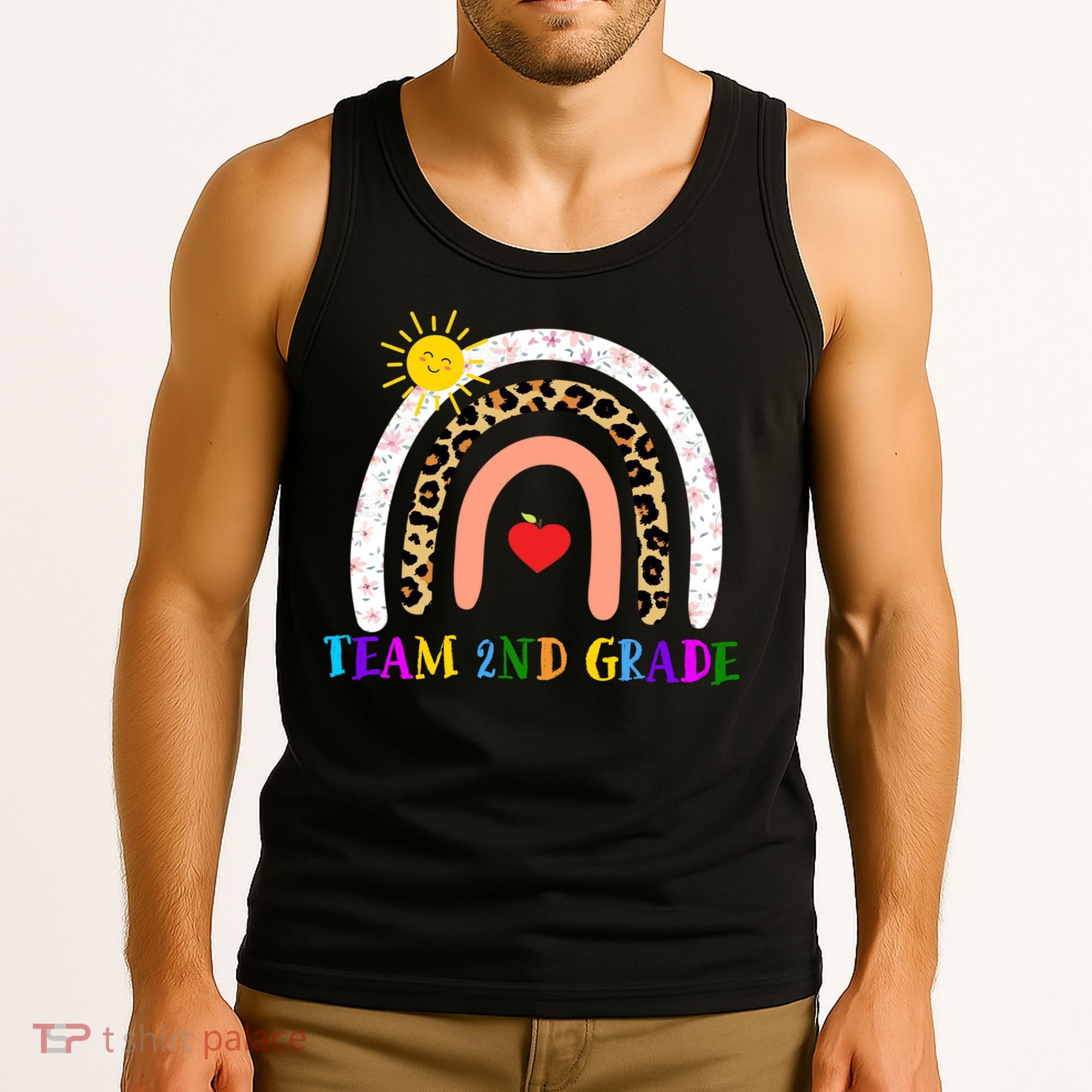 Team 2nd Grade Cute Rainbow Teachers Students Tank Top