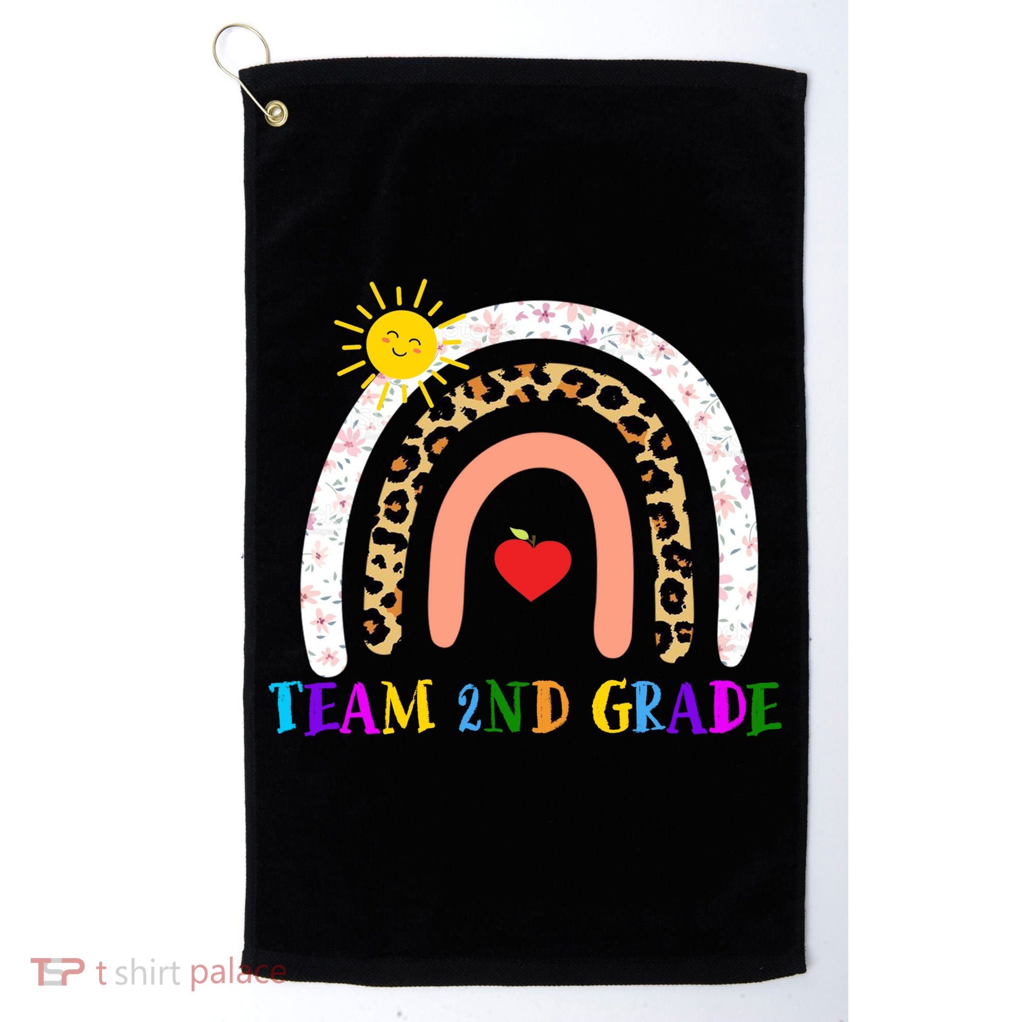 Team 2nd Grade Cute Rainbow Teachers Students Golf Towel