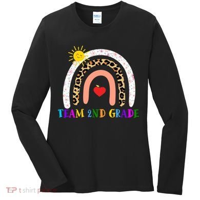 Team 2nd Grade Cute Rainbow Teachers Students Women's Long Sleeve Shirt