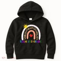 Team 2nd Grade Cute Rainbow Teachers Students Kids Hoodie thumb 0