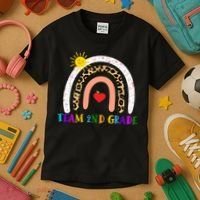 Team 2nd Grade Cute Rainbow Teachers Students Kids T-Shirt thumb 3