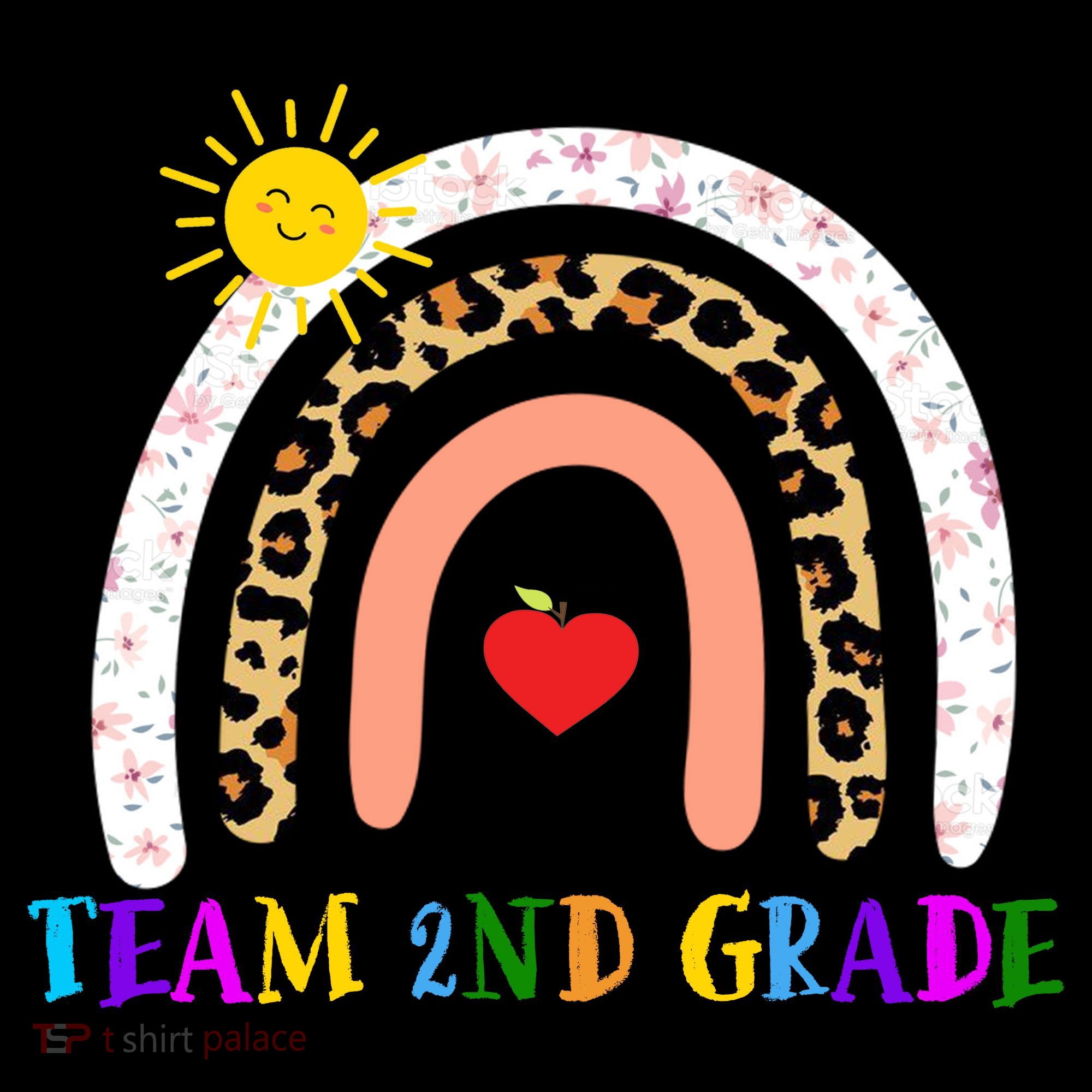 Team 2nd Grade Cute Rainbow Teachers Students Kids T-Shirt