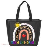Team 2nd Grade Cute Rainbow Teachers Students Tote Bag thumb 0