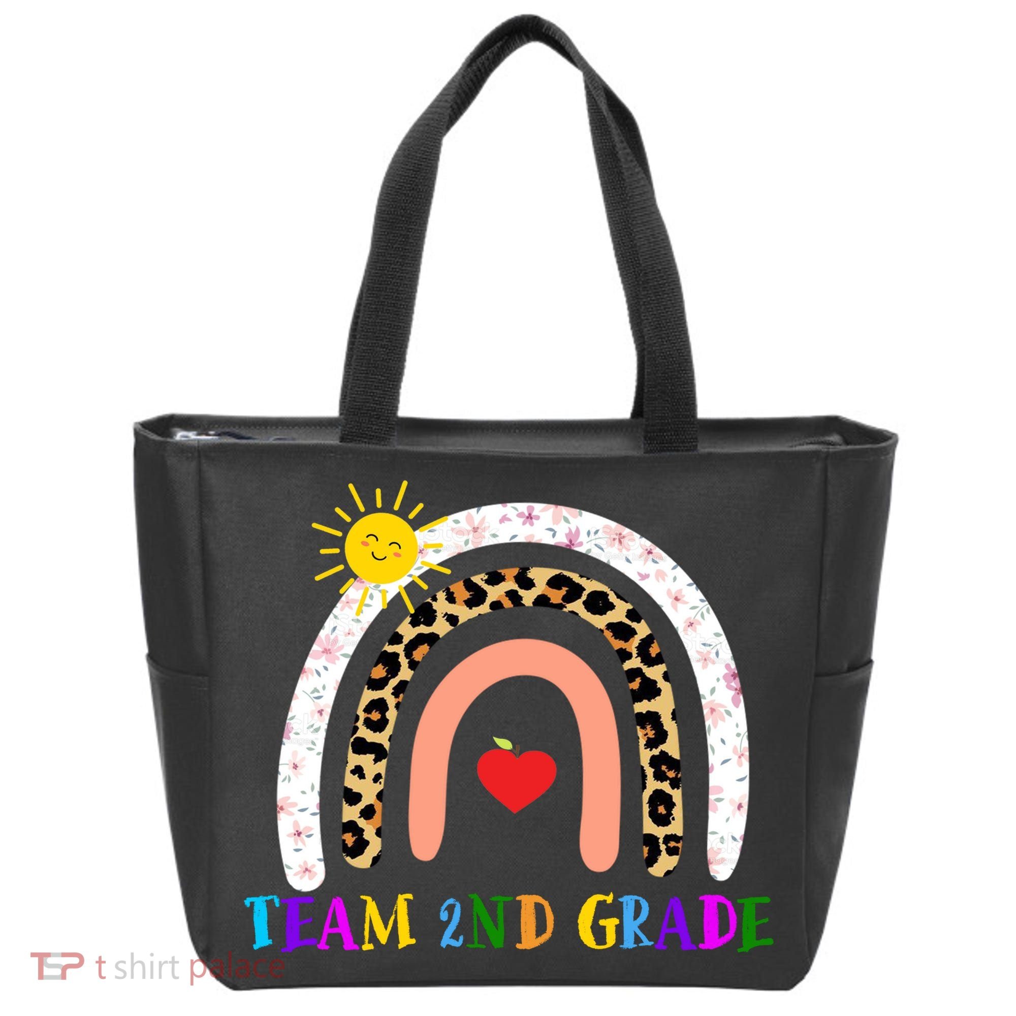 Team 2nd Grade Cute Rainbow Teachers Students Tote Bag