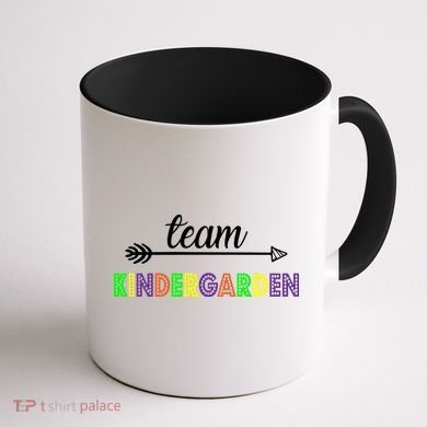 Team Kindergarten Arrow Colorful Logo Coffee Mug back