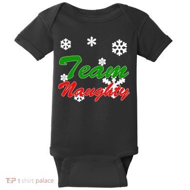 Team Naughty Matching Christmas Baby Bodysuit