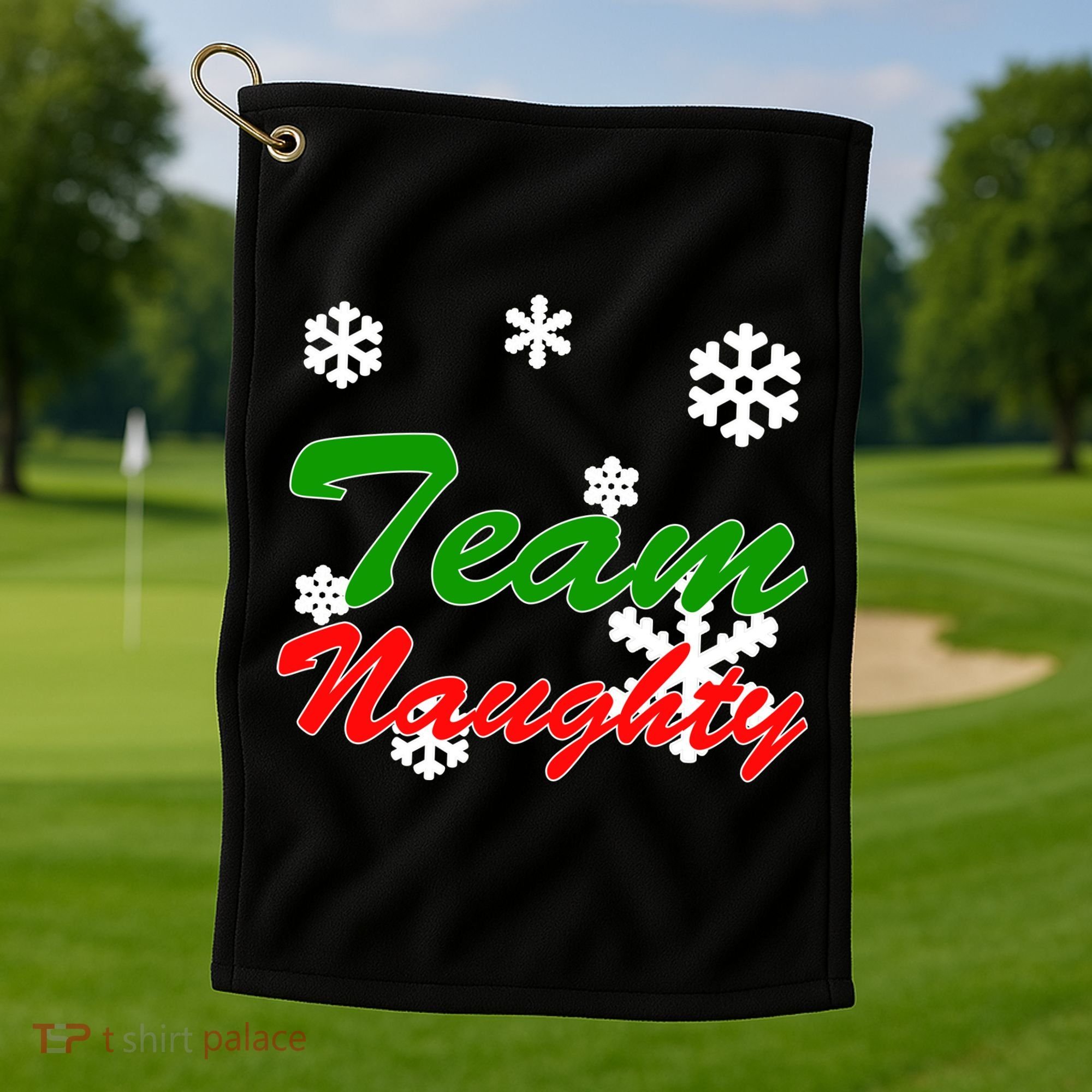 Team Naughty Matching Christmas Golf Towel