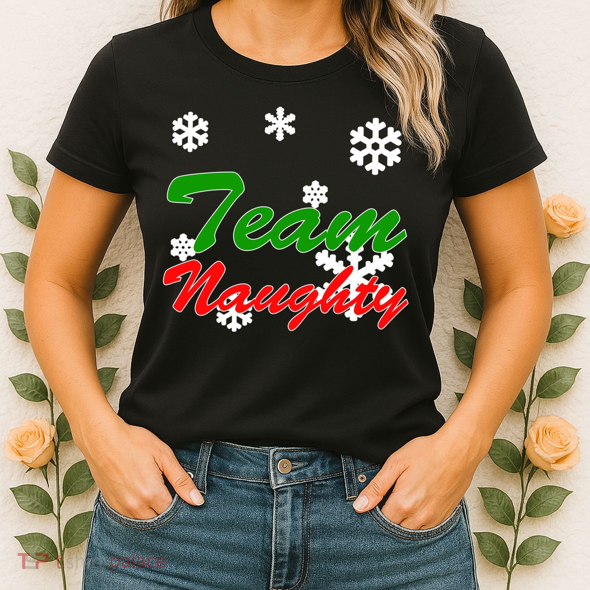 Team Naughty Matching Christmas Women's T-Shirt