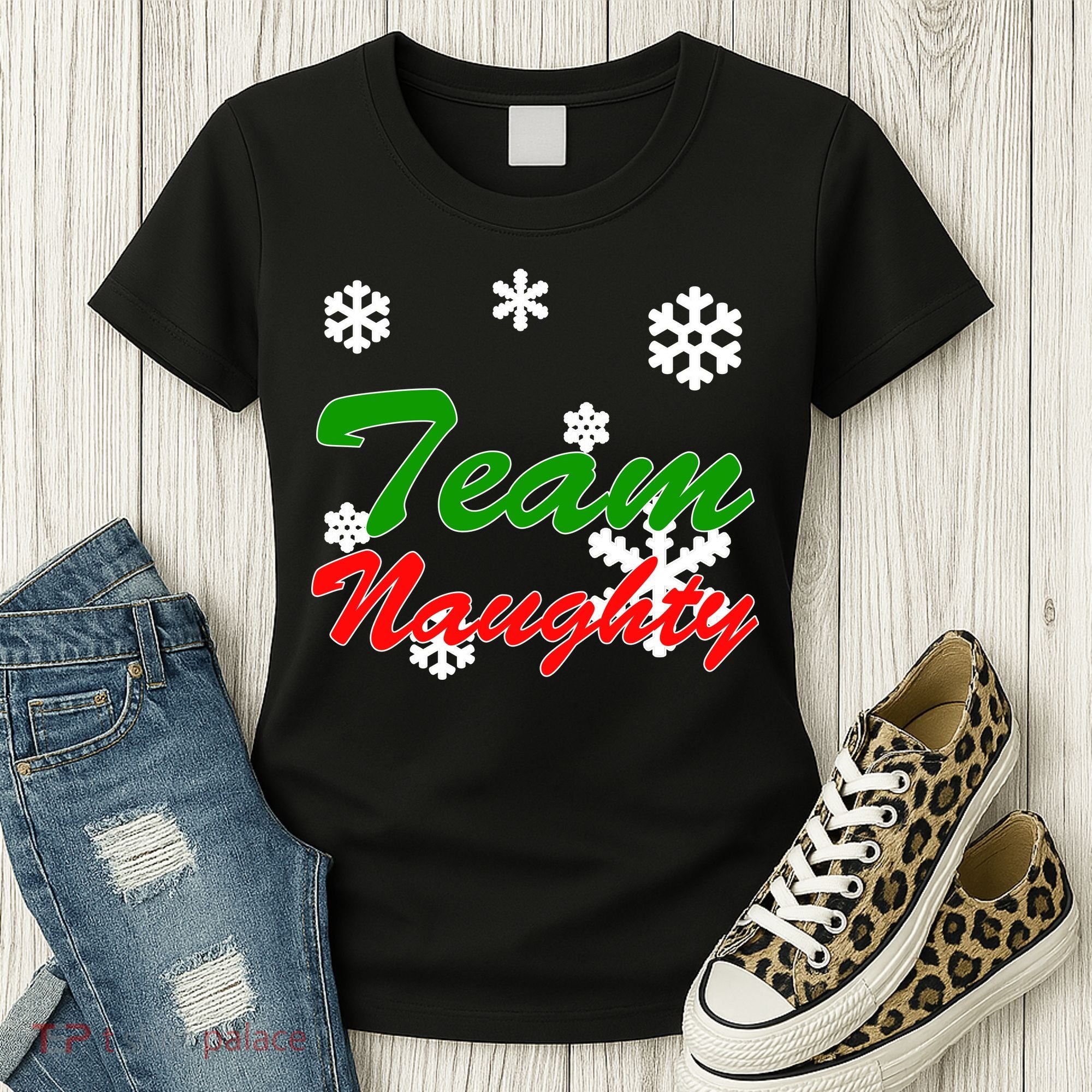 Team Naughty Matching Christmas Women's T-Shirt