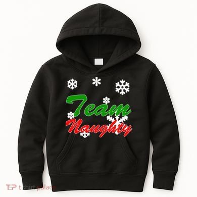 Team Naughty Matching Christmas Kids Hoodie