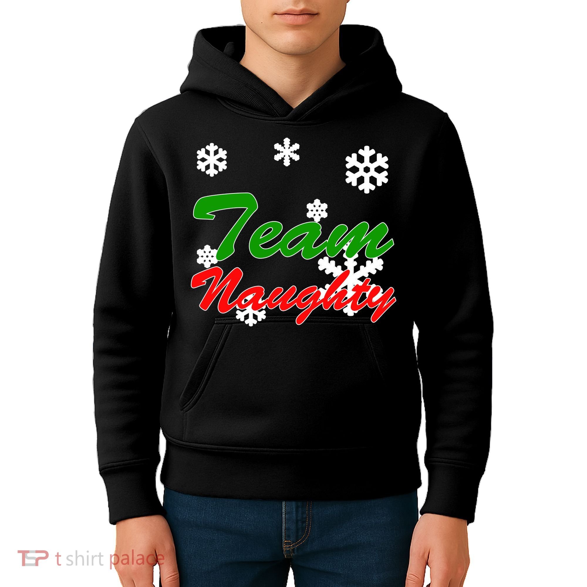 Team Naughty Matching Christmas Kids Hoodie