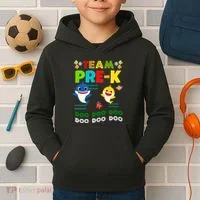 Team Pre-K Shark Doo Doo Doo Kids Hoodie thumb 2