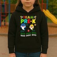 Team Pre-K Shark Doo Doo Doo Kids Hoodie thumb 3