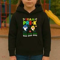 Team Pre-K Shark Doo Doo Doo Kids Hoodie thumb 3