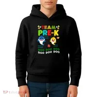 Team Pre-K Shark Doo Doo Doo Kids Hoodie thumb 4