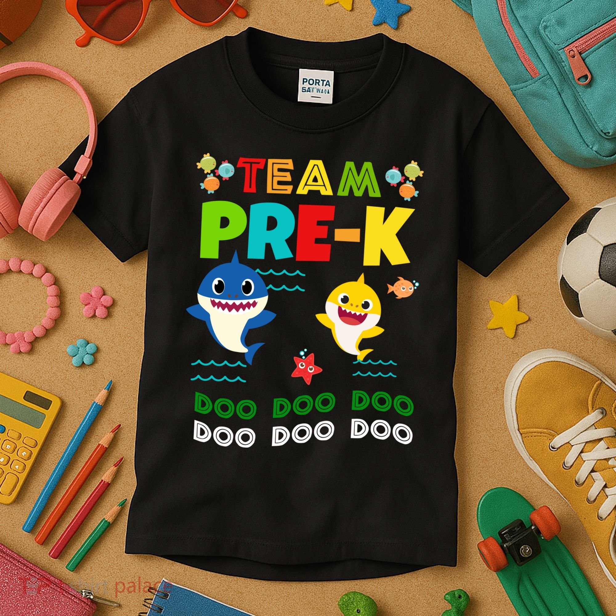 Team Pre-K Shark Doo Doo Doo Kids T-Shirt