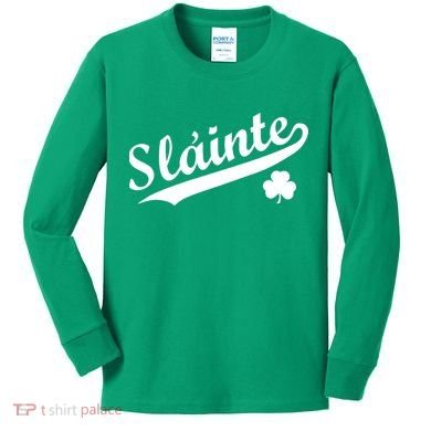 Team Slainte Irish Clover St. Patrick's Day Kids Long Sleeve Shirt