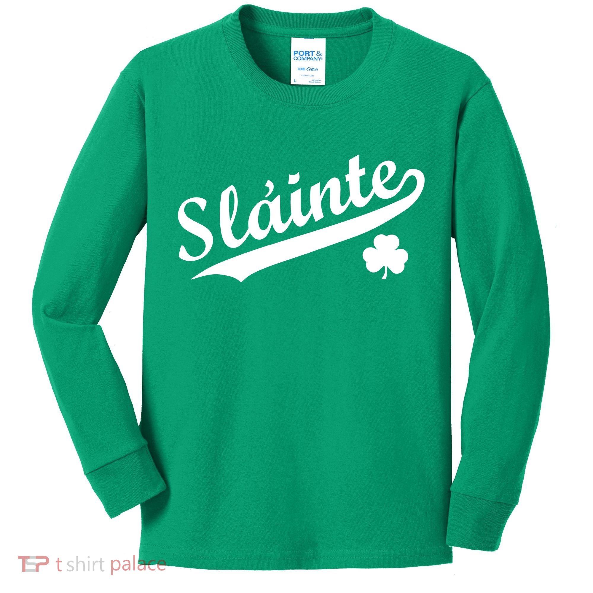 Team Slainte Irish Clover St. Patrick's Day Kids Long Sleeve Shirt