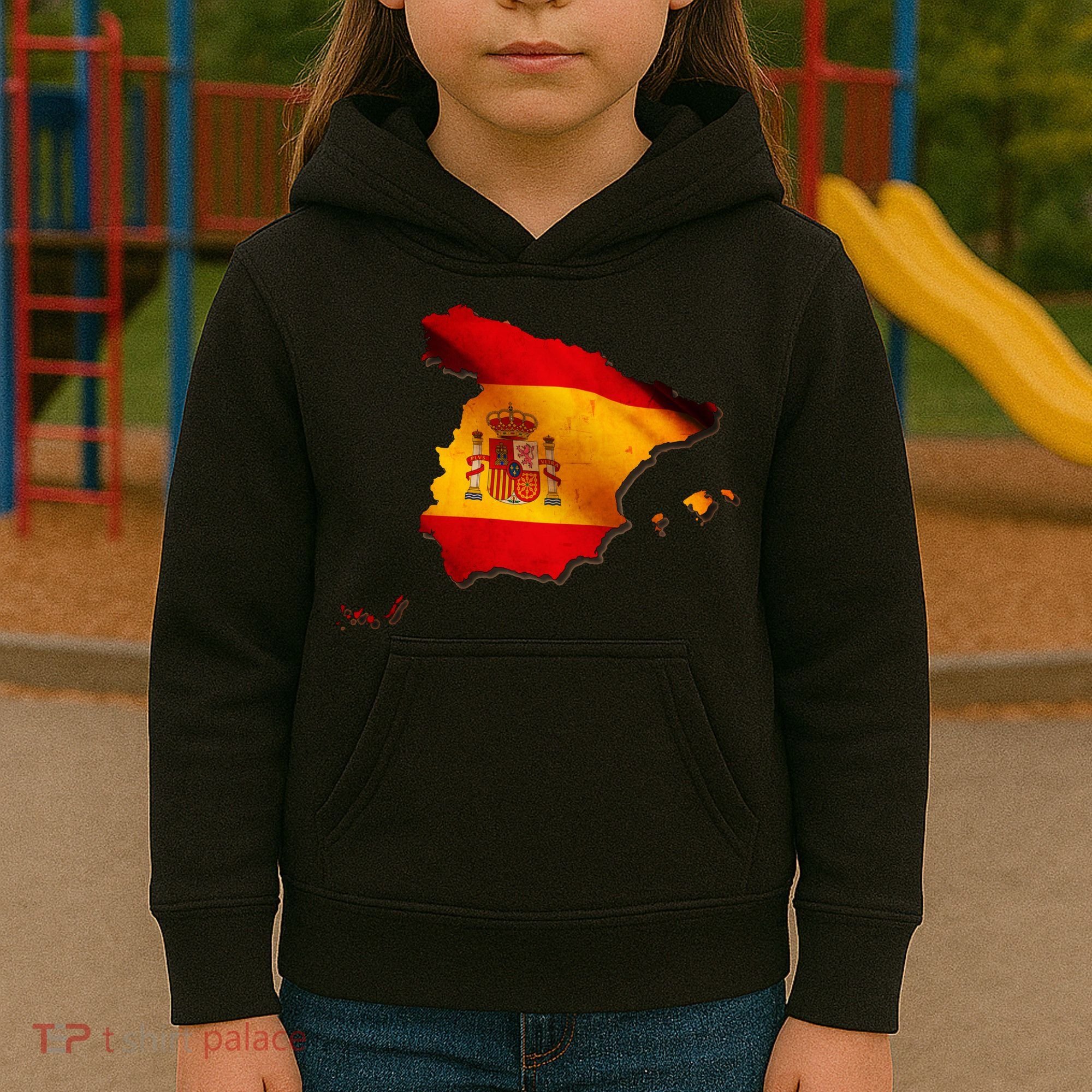 Team Spain Espana Flag Country Map Kids Hoodie