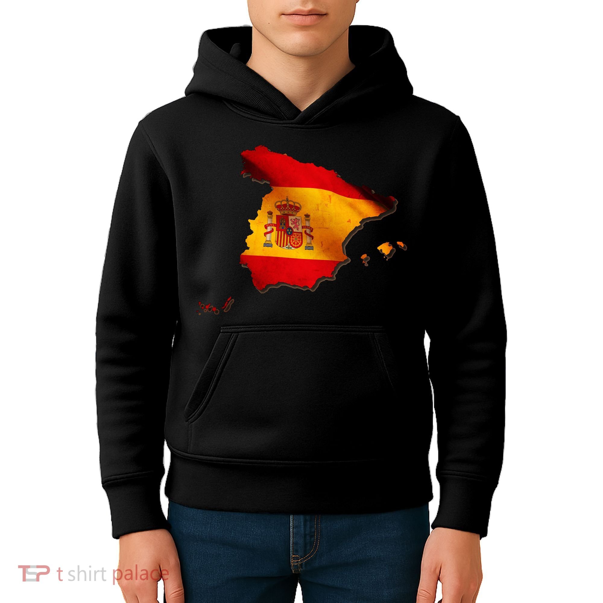 Team Spain Espana Flag Country Map Kids Hoodie