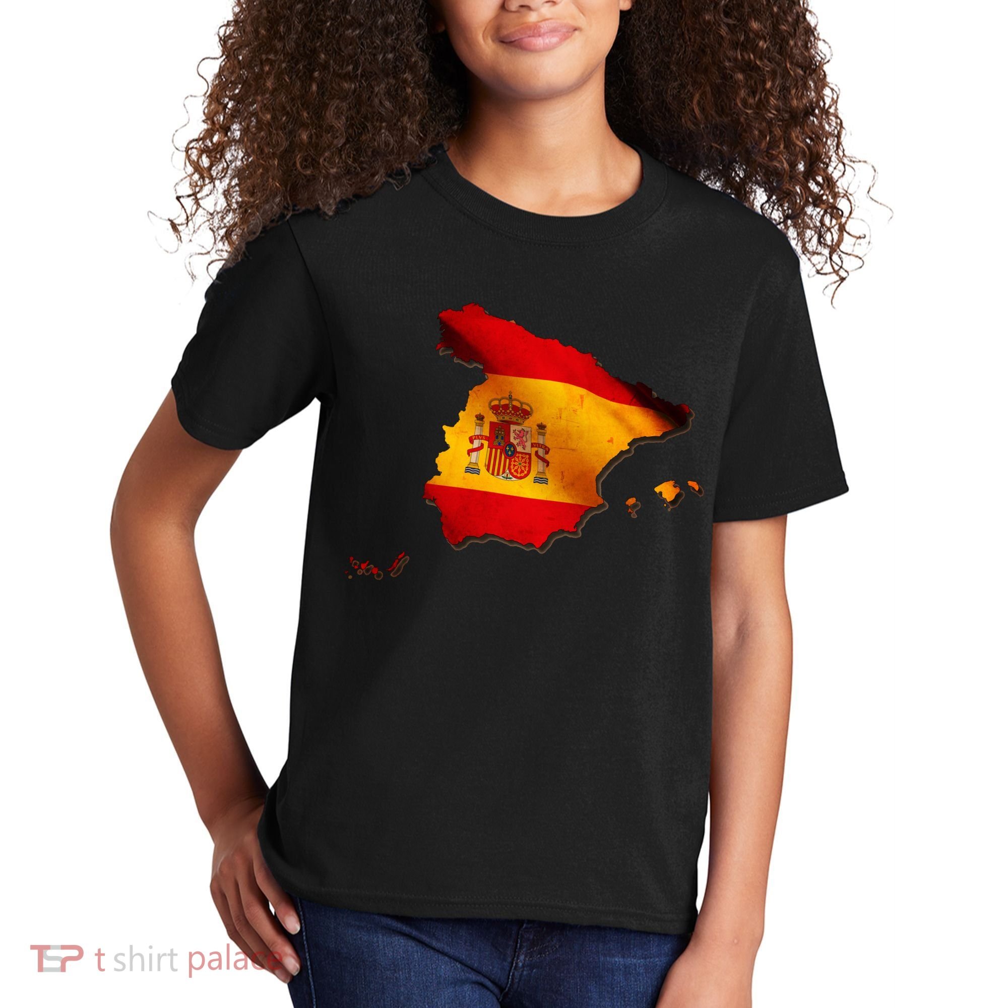 Team Spain Espana Flag Country Map Kids T-Shirt