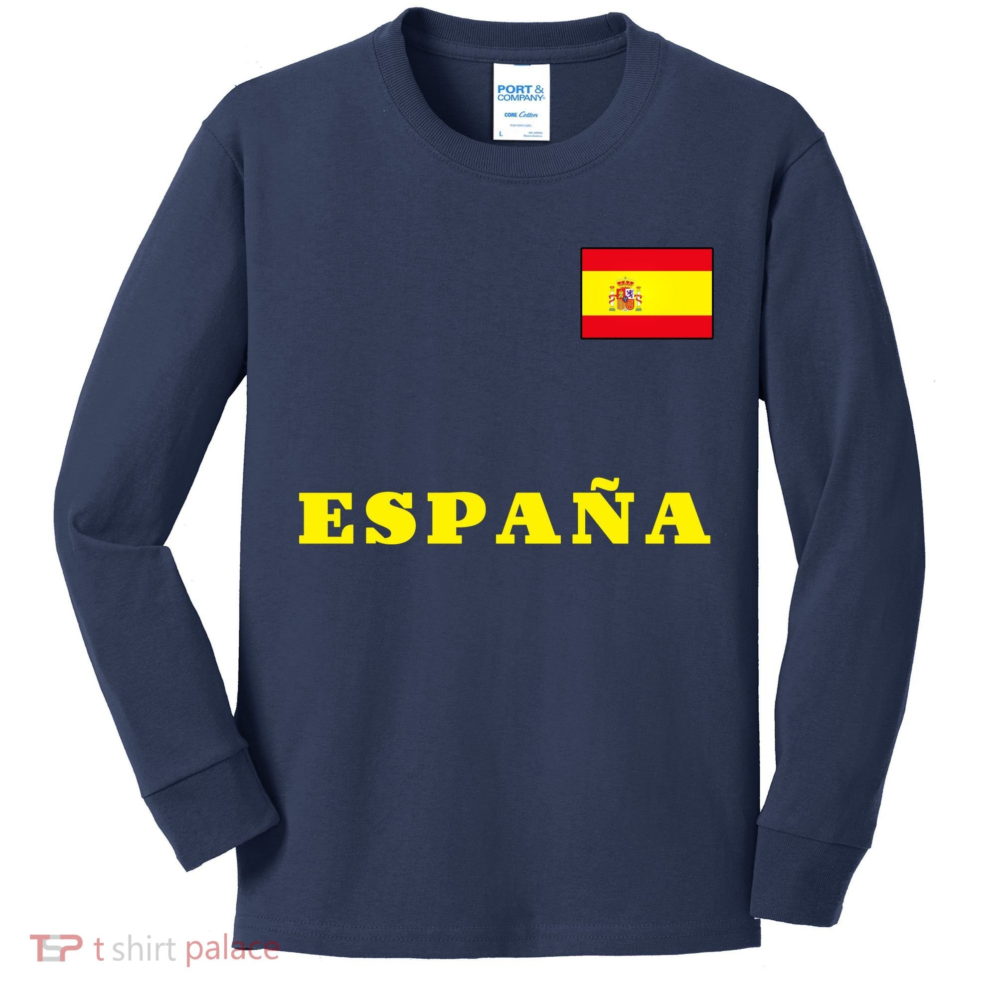 Team Spain Espana Soccer Flag Pride Kids Long Sleeve Shirt